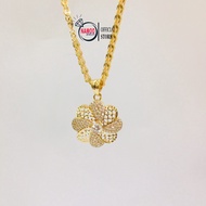 V804 Stone Flower Pendant Necklace for Women combined with 18 Gold Plated Women's Phoenix Chain, 50c