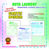 Buku Nota Laundry Kecil 1/6 Folio Custom Nama isi 50 Lembar (25set) Nota Laundry Nota olshop Pesangg