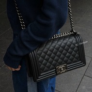 S5390-CHANEL黑荔枝皮銀扣BOY25 A67086