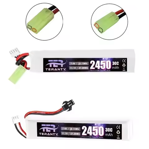 11.1V Lipo Battery for Airsoft Gun 11.1V 3S 2450mAh 30C for Water Guns Airsoft BB Air Pistol Electri