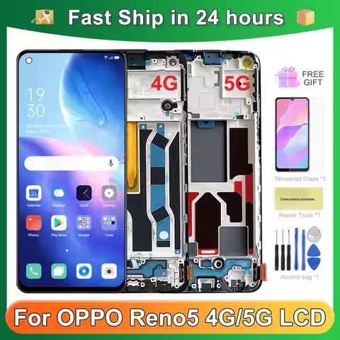 For AMOLED For OPPO Reno5 4G 5G Reno 5 CPH2159 CPH2145 PEGM00 PEGT00 LCD Display Touch Screen Digiti