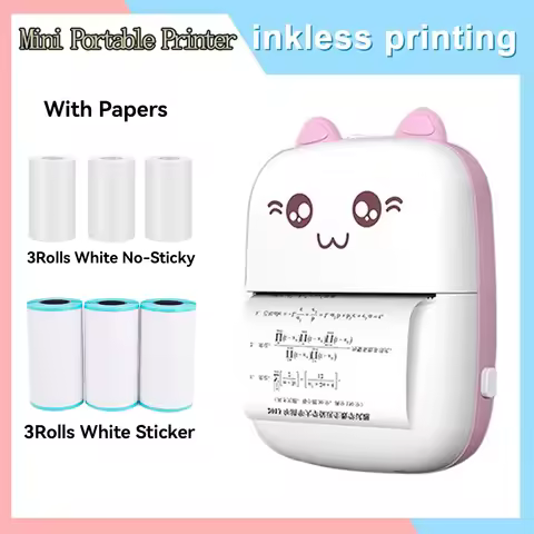 Sticker Printer Mini Printer Sticker Portable Thermal Bluetooth Inkless Pocket Printer with iOS & An