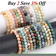 4mm-10mm Natural Stone Beads Bracelet Amazonite Jade Beaded Elastic Bracelets for Women Men Jewelry