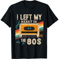 Kaos Baju Adult Left My Heart In The 80s Girl Boy Kids 70s 90 Disco Costume T-Shirt