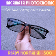 BEST SELLER Kacamata Minus Photocromic Pria Sporty Elastis Optik Ori Asli