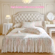 High-Density Twill 100% Cotton Cadar Pengantin Princess Style Bed Skirt Beautiful Floral Bedsheet Co