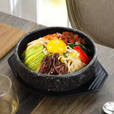 Premium Korean Stone Bibimbap Bowl Dolsot Bibimbap Pot Daejang Soup Casserole Heat-resistant Ceramic