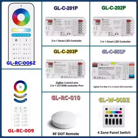 GL-C-201P/202P/203/601P 5 in 1 ZigBee 3.0 Pro+ LED Controller GLEDOPTO RGB CCT RGBW RGBCCT Strip Lig