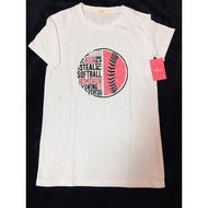 Justees Teens Softball Print White Shirt