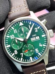 ✅🟢⏱️最新款綠面🟢Full set 大全套 ✅全球保養到2031年✅ IWC萬國IW378005飛行員計時✅43mm✅背透69385機芯✅小秒針附掣停功能 ✅ 2條原裝皮帶 🌟IWC萬國錶錶鏈快速更