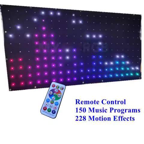 LED Motion Drape Sound-Activated Stage Music Control Lights 3.3ft x 6.9ft with Remote 150 Music Prog