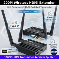 200M Wireless HDMI Extender 1080P HDMI Transmitter Receiver 2.4G 5G 1TX 2/3/4RX Splitter
