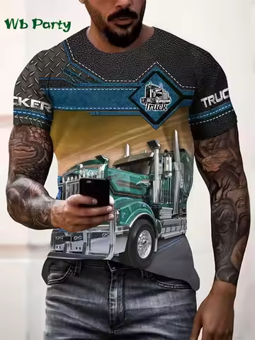 Handsome Truck Graphic Print Clothes Men Graphic Tees Men 3D Print Men's Summer Clothes T-shirt Shor