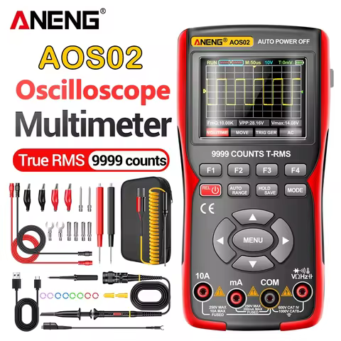Professional Digital Oscilloscope ANENG AOS02 Multimeter True RMS 48MS/s Sampling Rate 10MHZ Analog 