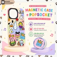 Funny DKshop Magnetic Case – Many Cartoon Characters, PopSocket Included, Shockproof, Supports Wirel