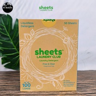 Sheets Laundry Club_Laundry Detergent Free & Clear 50 Sheets แผ่นซักผ้า สำหรับเครื่องซักผ้า