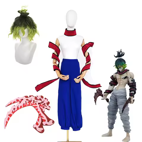 Season 2 Gyutaro Shabana Cosplay Costume Wig Weapons Tattoo Stickers Daki New Anime Kimetsu No Yaiba