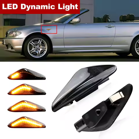 2x Smoked Led Side Mirror Dynamic Turn Signal Sequential Indicator Blinkers For BMW 3 Series E46 316