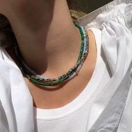 Handmade Collarbone Chain Pearl Fashionable Layered Colorful Stone Personality Contrast Color Neckla