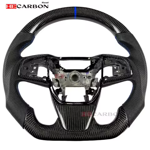For Honda Civic Gen 10th Type R 2016-2021 Real Carbon Fiber Steering Wheel High Quality Leather Spor