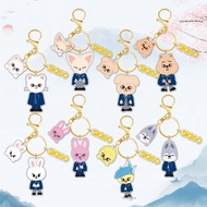 Stray kids Acrylic Keychain skzoo Cartoon Three-Piece Pendant Keyring Accessories