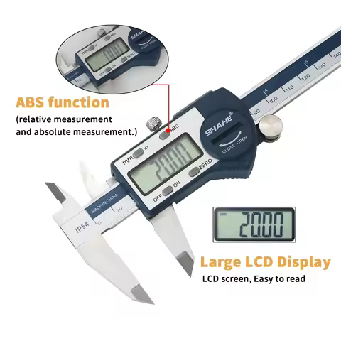 Shahe Stainless Steel Body LCD Gauge Vernier Measuring Tool Digital Caliper Vernier Gauge Micrometer