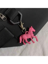 2入組/1入組粉色小馬吊飾鑰匙扣背包裝飾中性情侶學生嘻哈風格掛飾