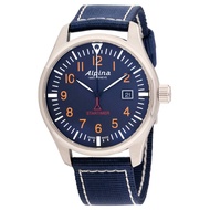 Alpina Startimer Pilot Navy Blue Dial Blue Nylon Men's Watch AL-240N4S6- water resistance