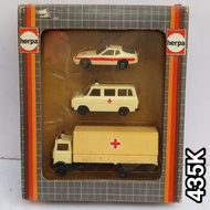 Vintage Mini Plastic Model HO Scale 87 Herpa Germany 3 Pack PMI Ambulance Mercedes benz LP 809 Ford 