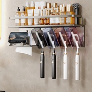 Paper Holder Shampoo Rack Wall Mounted Bathroom Shelves Multifunctional Storage Rack Toothbrush Holder