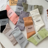 Autumn winter socks woman solid color tube socks Student Piled socks cotton socks woman Middle Tube 