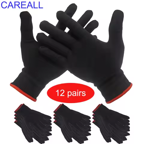 CAREALL 12 Pairs Wrap Gloves Window Film Tint Vinyl Applicator Tool Anti-Static Auto Nylon Labour Wo