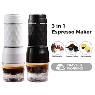 3 in1 Portable Coffee Machine | Manual Espresso Coffee Maker Compatible Nespresso、Dolce Gusto Capsule &amp; Ground Coffee For Travel and Business