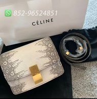 🔥全新閒置 可送禮✨全港最平 ‼支持面交陪驗 ‼🌈Celine Lizard Small Classic Box Flap Bag 189184TLC-02VG Natural 自然色 小號 蜥蜴皮💖
