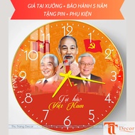 Mirror Clock Painting of Great People Uncle Ho, Uncle Giap, Uncle Trong TT Decor- DH3- High Quality 