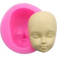 Pink Food Grade Silicone 3D Baby Face Girl for Head Shape DIY Chocolate Mold Fondant Kitchen Knives 