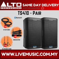 Alto TS410 2000W 10" Powered Speaker w/UG-88HH Wireless Mic, Speaker Stand and Cable - Each / Pair (
