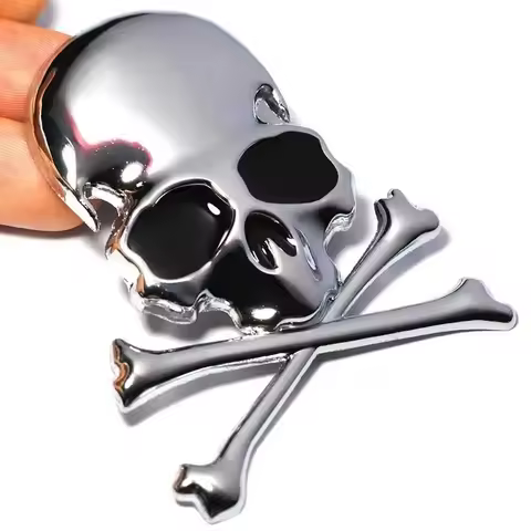 3D Metal Skull Skeleton Crossbones Car Motorcycle Sticker Truck Label Badge Styling Decoration