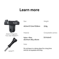 TELESIN Magnetic Two Claw Adapter For DJI OSMO Action 4 OSMO Action 3 Quick Install  Power Supply Ba
