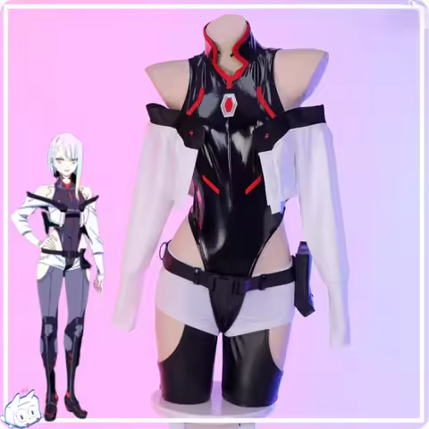 cyberpunk edge runner Cosplay Costume Full Set Leather Jumpsuit with Wig Halloween Outfit for Men an