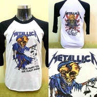 Vintage Reprint Sleeve 3q Three Tribes Print Absorb Metallica 1988 Band T-shirt
