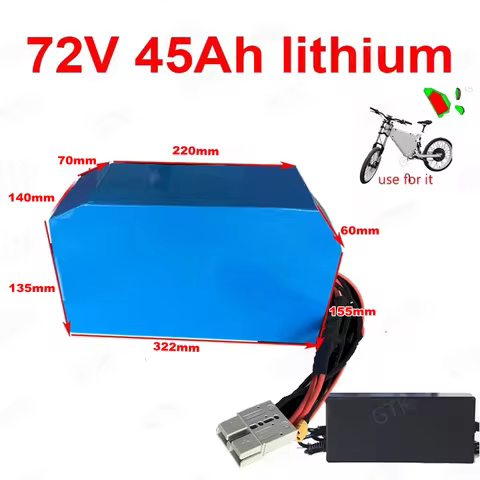 Gtk 72v 45Ah not 40ah 50ah lithium ion polygon triangle battery pack 72v lithium battery for 3000W 5