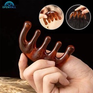 OPENMALL Cattle Horn Comb Cow Bone Meridian Comb Portable Massage Five Finger Comb Scalp Massager Sc