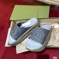 Gucci • Miami 爆款大Logo厚底拖鞋 灰色