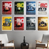 50s-90s Vintage Formula One Racing Posters Art Prints F1 World Champion Racing Car Canvas Painting R