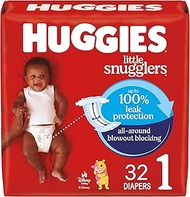 Huggies Little Snugglers Baby Diapers, Size 1 (up to 14 lb.), Jumbo Pack, 32 Ct (Packaging May Vary)