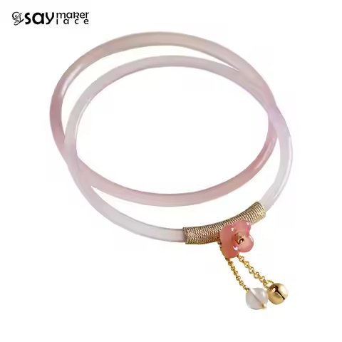 2Pcs/Set Retro Jade Jingle Butterfly Jelly Color Bangles Retro Simple Glass Bracelet For Women Chine