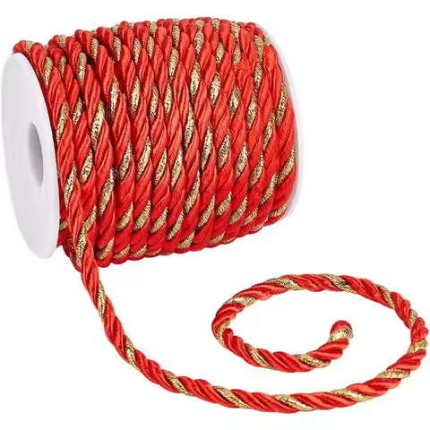 5mm Red Gold Rope 19 Yards Cord Trim Craft Window Decorative Rope Handmade Cording Handfasting Braid