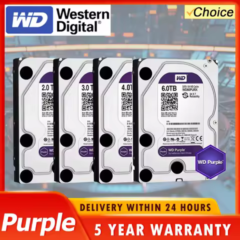 WD Purple 4TB 3TB 2T Surveillance HDD 64M Cache SATAIII 6.0Gb/s 3.5" Western Digital Internal Hard D