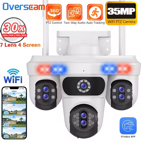 18K 35MP Outdoor Pan/Tilt WiFi Security Camera 360° View Auto Tracking Audio 30X PTZ Zoom Cloud & SD